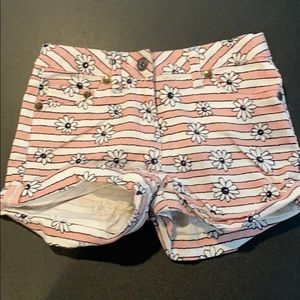 Mini Boden pink flower jean shorts size 7